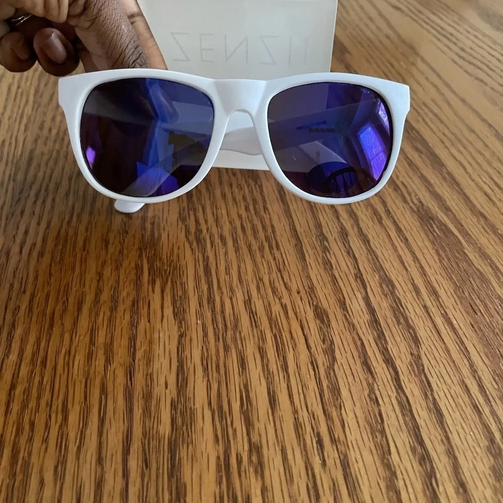 White Frame Sunglasses With Blue Lens UV Protection